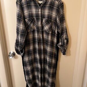 Plaid Long Sleeve Shirt Dress